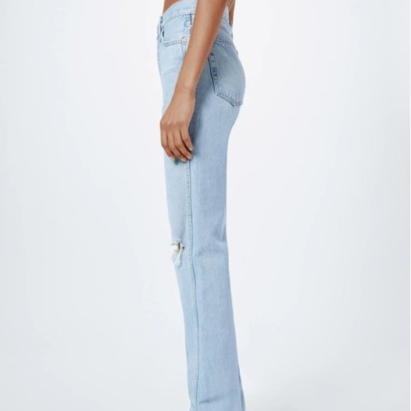 RE/DONE - High Rise Loose Jeans (Bleach Destroy) - Picture 3 of 6